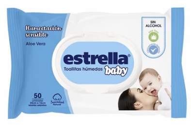 ESTRELLA TOALLA HUMECTACION SENSIBLE x50